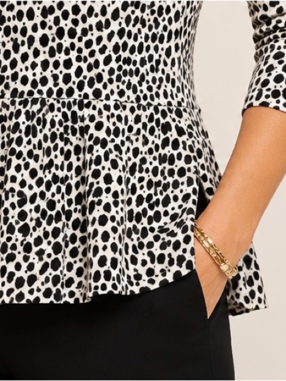 Ann Taylor Leopard Animal Print Peplum Top 3/4 Sleeve Medium - Picture 12 of 13